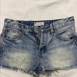 Free People Light Blue Jean Micro Shorts